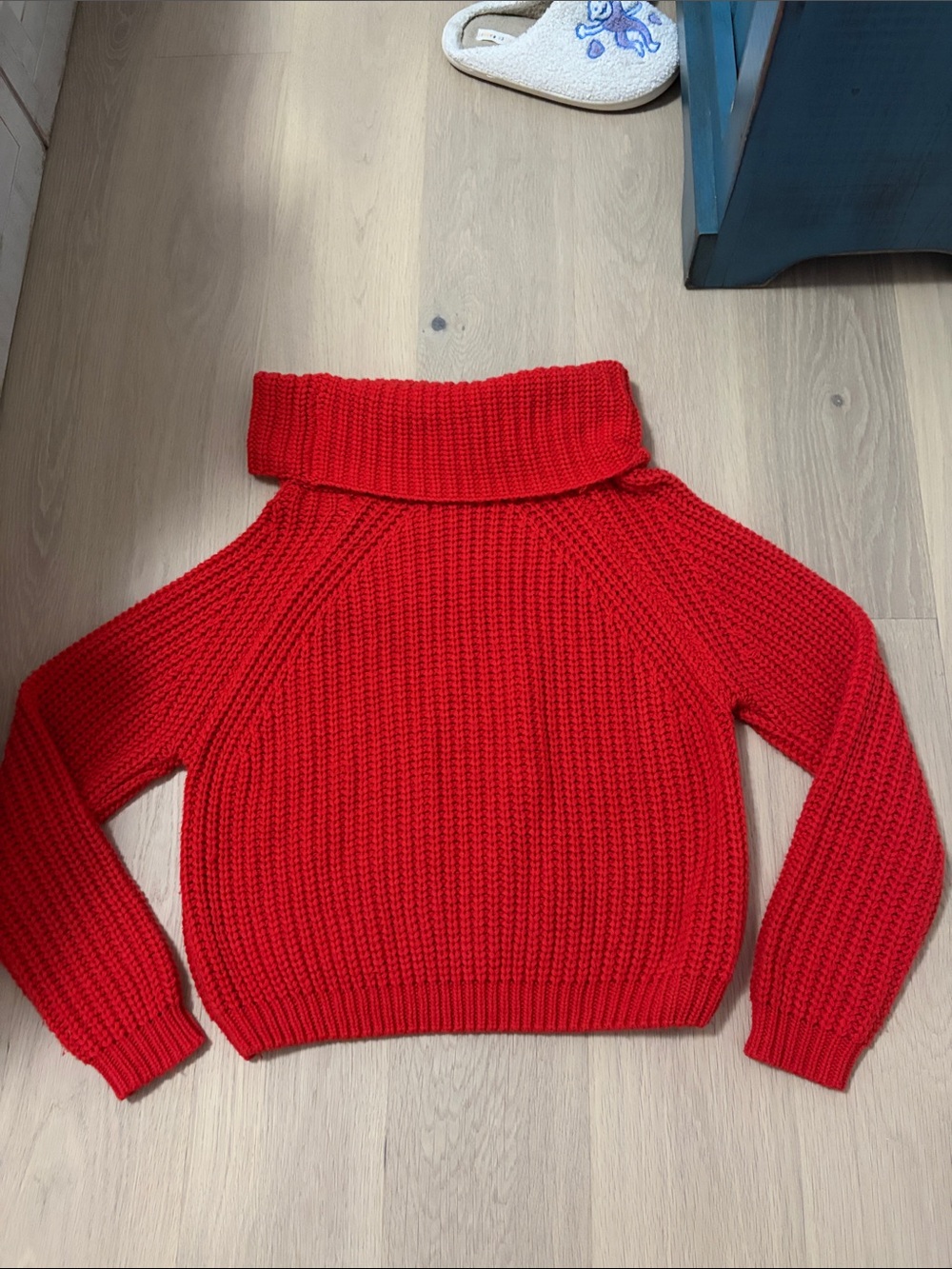 Red Turtleneck Chunky Knit Women’s Sweater